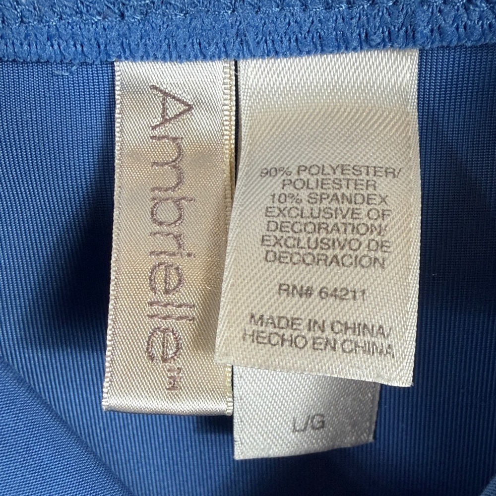 Ambrielle Blue Chemise White Accents. Bow details. Adjustable Straps. Size L - Picture 2 of 6